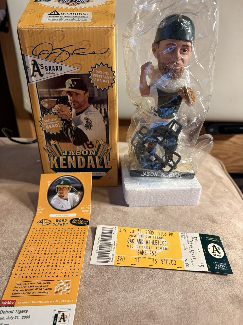 Jason Kendall Oakland A’s Bobblehead w/ Box Ticket Stub & Card 2005 MLB